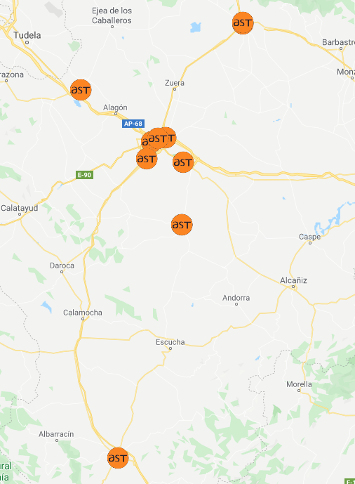 Imagen de localización de municipios donde AST ha impartido charlas dentro de la Iniciativa 11F
